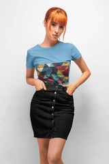 Geometric Retro Triangle Pattern T-Shirt | Abstract Colorful Design