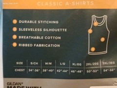 GILDAN Men’s White A Shirt Ribbed TAGLESS Tank Tops 5 Pack Mens Size 2XL