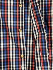Stacy Adams Men Shirt Short Sleeve Plaid Button Up XL Red White Blue B-8