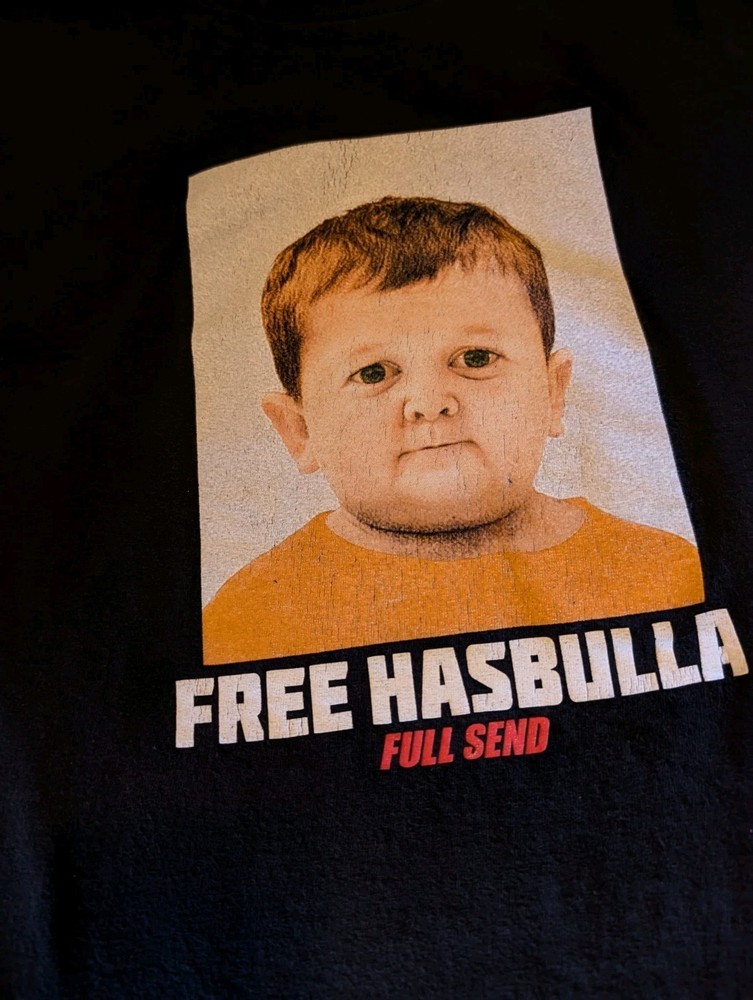 FULL SEND T-Shirt Men’s Black XL Free Hasbulla Mug Shot Graphic Cotton Tee