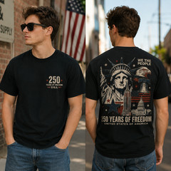 USA 250 Years of Freedom Shirt Men We The People Patriotic Eagle Flag Tee(S-5XL)