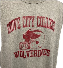 VTG Grove City College Wolverines Football Shirt Men XL Heather Gray Russell
