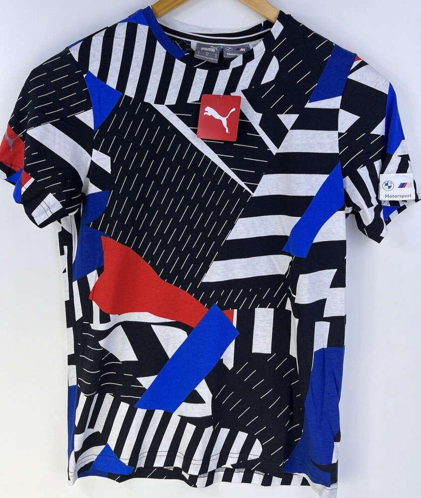 New Puma BMW M Sport Shirt Men All Over Print Abstract Medium Motorsport MMS AOP