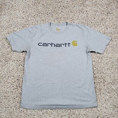 Carhartt Shirt Mens Medium Gray Graphic Tee Spell Out Work Wear Outdoors Adult *