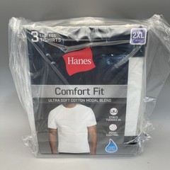 Hanes Men’s 3 Pack Comfort Fit Tagless White T -Shirts Size 2XL 50-52″ New
