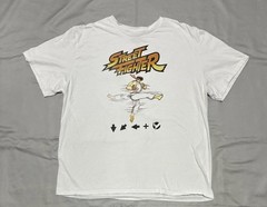 Street Fighter Shirt Mens XL White Ryu Kick Graphic Tee Capcom Video Game Art