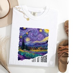 Let It Gogh Starry Night T-Shirt Van Gogh Art Comfort Colors Tee, Art Lover Gift