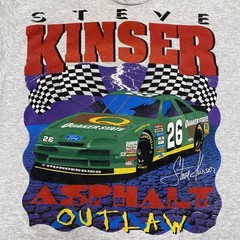 Vintage Steve Kinser Shirt Mens Large Gray Asphalt Outlaw NASCAR 26 1995 90s