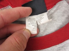 Vintage Buckle Shirt Adult Large Gray Red USA Made Baseball Raglan Single Stitch