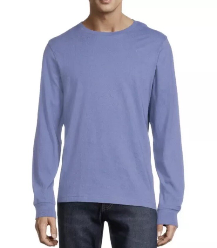 George Men’s Blue Long Sleeve Cotton Stretch Crew Neck T-Shirt Size M (38-40)