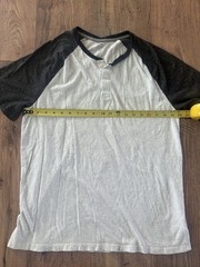 Old Navy Short Sleeve Henley Shirt | Size L | Men Weathered Black And Off White