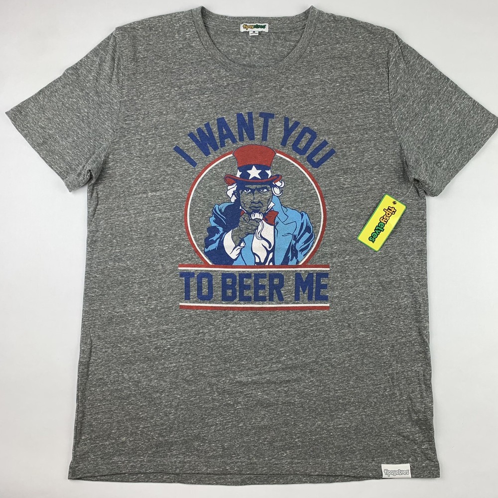 Tipsy Elves Uncle Sam I Want You To Beer Me T-Shirt Mens Large College NWT