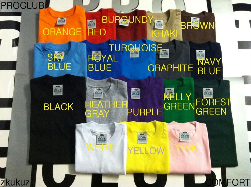 1 NEW PROCLUB COMFORT PLAIN T-SHIRT BLANK COLOR TEE PRO CLUB S-3XL 1PC