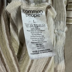 Common People Striped Textured Short Sleeve Shirt Men’s L Cotton Relaxed Fit