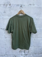 Vtg 1987 3D Emblem Harley Davidson The Strong Survive WW II olive tee