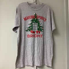 New Holiday Time Mens Large Gray Crew Neck Christmas T Shirt “ Making Bright “