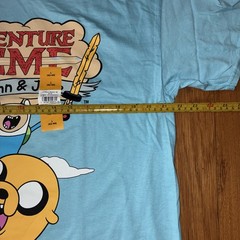 Adventure Time with Finn & Jake Men’s Blue Cartoon Graphic Tee T-Shirt Sz Large