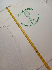 Vtg Wimbledon Tennis Championships T Shirt White Green Racket Large 21.5×28.5