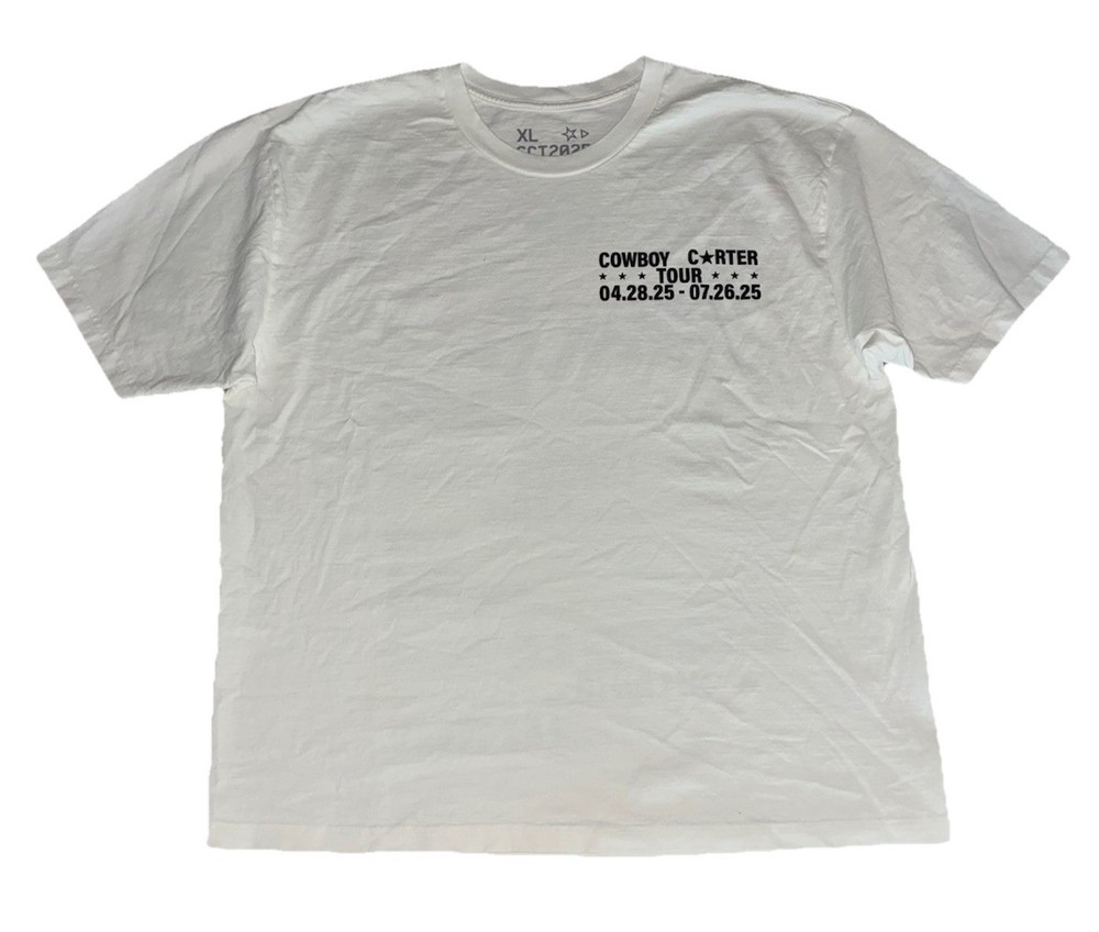 Beyonce CCT Official Tour Tee XL White Cowboy Carter Tour 2025 Merch NEW *spots