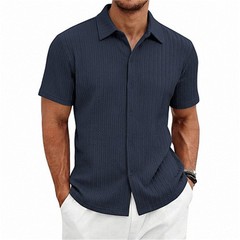Men’s Summer Shirt Casual Slim Shirts Short Sleeve Button Down Tops Blouse