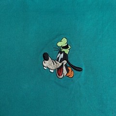 *read* Adult Medium Disney Embroidered Goofy Cyan T-Shirt Mickey Inc. Tag Med M