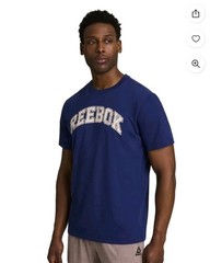 New Reebok Men’s Blue Spellout Short Sleeve Graphic Print T-Shirt Sz XL