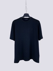 Louis Vuitton LV Embroidery Logo Damier Cotton Pique T-Shirt Navy Blue Size L