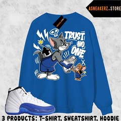 Shirt To Match AJ 12 Blueberry Sneaker Matching Trust No One Cat Mouse 2 Tee