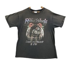 Vintage Bike Week Daytona Beach Shirt Mens Large Black Wolf 2001 Biker Sherry