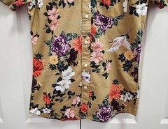 Men’s Goodthreads Poplin Multicolor Floral Birds Cotton Short Sleeve Shirt Sz XS