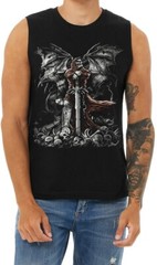 Skull T shirt Cut Off Shirts Sleeveless Muscle Tee Grim Reaper Graveyard