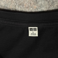 Uniqlo T-Shirt Mens Large Black Cotton Blend Short Sleeve Crew Neck 455357 6739