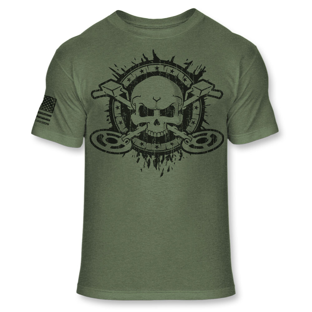 Metal Detector T Shirt – Metal Detecting Skull USA Flag Athletic T-Shirt – A123