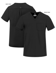Adar Addition Scrubs For Men – Modern Multi Pocket V-Neck Scrub Top