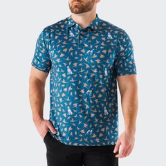 Waggle Men Bird Dog Polo T-Shirt – Teal Green XL