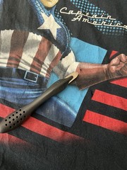 VTG Captain America Shirt Men XL Black Marvel Mad Engine Graphic Y2K Small Flaw