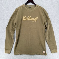 Carhartt Thermal Shirt Mens Large Green Long Sleeve Waffle Knit K253 Logo