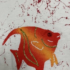 Vintage 90s All Over Print Fish Tshirt XL White Single Stitch Hand Painted VTG
