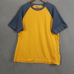 Old Navy T Shirt Mens XL Yellow Black Raglan Short Sleeve Regular Fit Crewneck