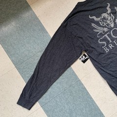 NEW STONE BREWING Black Double Sided Long Sleeve LOGO Spellout T Shirt Pick Size