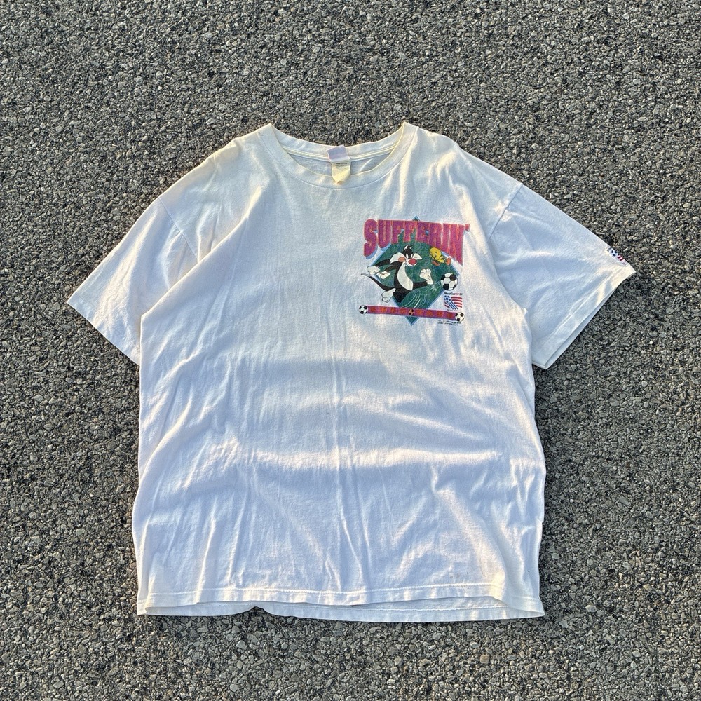 Deadstock Vintage 1994 World Cup USA Football, Looney Tunes Giant T Shirt