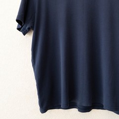 Murano Liquid Luxury Blue Boxy Top Large Soft Stretch Minimalist ShortSleeve Tee