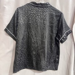 Leopard Jacquard Contrast Piping Satin PJ Shirt Size M TG2111 Retro Casual Y2K