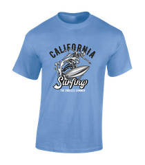 CALIFORNIA SURFING MENS T SHIRT SURFER SURFBOARD SUMMER HOLIDAY CLOTHING TOP