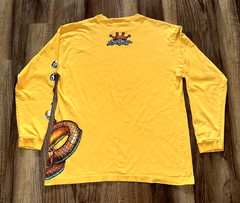 Vintage JNCO Jeans Long Sleeve Shirt XL Yellow 8 Ball Snake Graphic Y2K Made USA