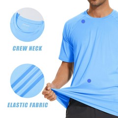 Mens UPF 50+ Short Sleeve Shirts Quick Dry Performance Hiking Rashguard Tee Tops