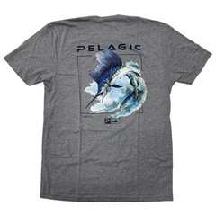 Pelagic Steve Goione Sailfish Tri-Blend T-Shirt Mens Medium New Heather Gray