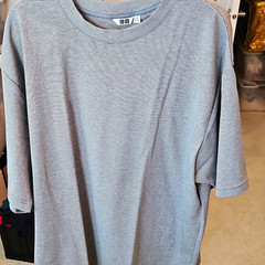 Uniqlo AIRism Men’s Cotton Blend Knit Striped Crew Neck T-Shirt Gray 3XL