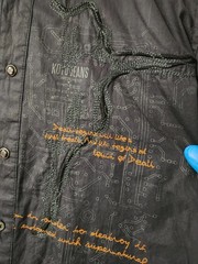 KOYO JEANS Shirt Mens L Navy Contrast Button Up Embroider Street Y2K Cotton Pkt