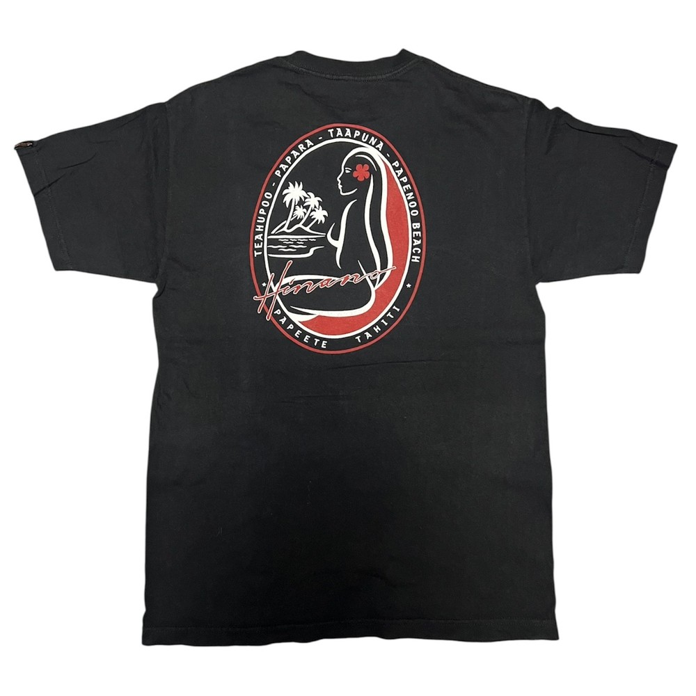 Hinano Tahiti surf hawaii graphic tshirt black beer vahine logo seamless M